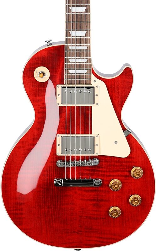 Gibson Les Paul Standard 50s Custom Color Electric Guitar, Figured Top (with Case), Cherry, Serial Number 224030379, Body Straight Front