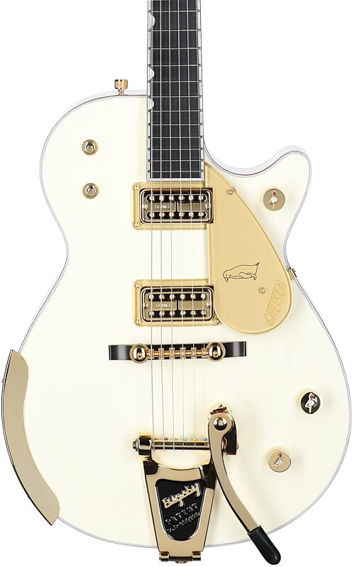 Gretsch G6134T58 Vintage Select 58 Electric Guitar (with Case), Penguin White, Serial Number JT23083132, Body Straight Front