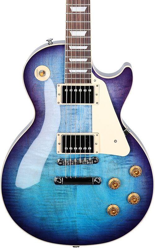 Gibson Les Paul Standard 50s Custom Color Electric Guitar, Figured Top (with Case), Blueberry Burst, Serial Number 222730319, Body Straight Front