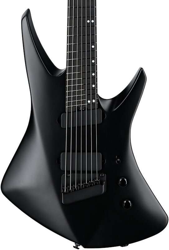 Ernie Ball Music Man Kaizen 7 Electric Guitar (with Case), Apollo Black, Serial Number S10111, Body Straight Front