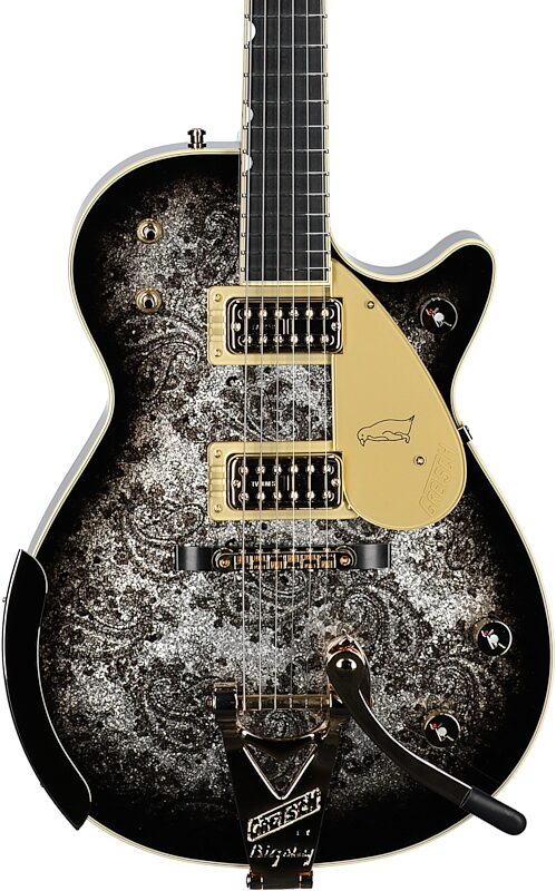 Gretsch G6134TG Limited Edition Paisley Penguin Electric Guitar (with Case), Black Paisley Penguin, Serial Number JT23114463, Body Straight Front