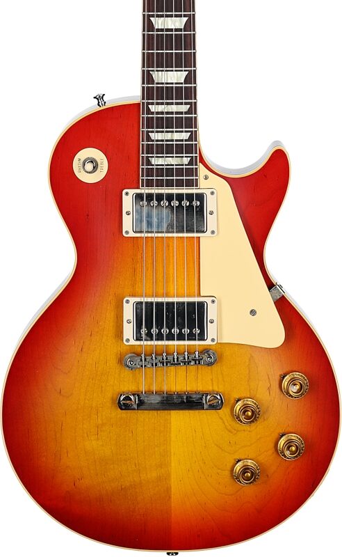 Gibson Custom 1958 Les Paul Standard Reissue Electric Guitar (with Case), Washed Cherry Sunburst, Serial Number 84350, Body Straight Front