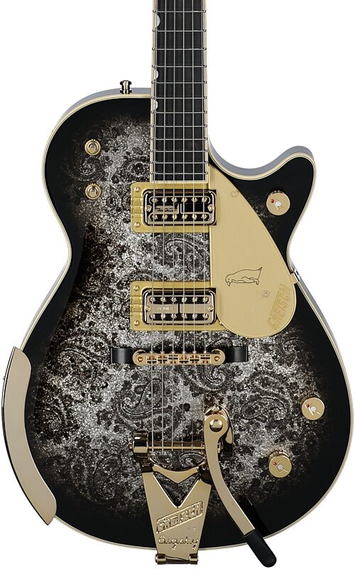 Gretsch G6134TG Limited Edition Paisley Penguin Electric Guitar (with Case), Black Paisley Penguin, Serial Number JT23114451, Body Straight Front