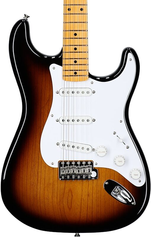 Fender 70th Anniversary American Vintage II 1954 Stratocaster Electric Guitar (with Case), 2-Color Sunburst, Serial Number V701396, Body Straight Front