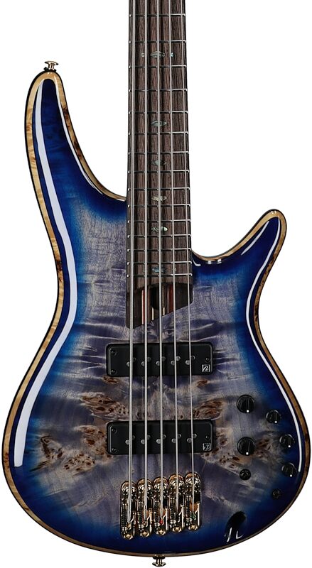 Ibanez SR2605 Premium Electric Bass, 5-String (with Gig Bag), Cerulean Blue Burst, Serial Number 240300088, Body Straight Front