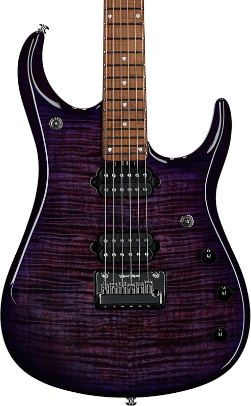 Ernie Ball Music Man John Petrucci JP15 Electric Guitar (with Gig Bag), Purple Nebula Flame, Serial Number H07368, Body Straight Front