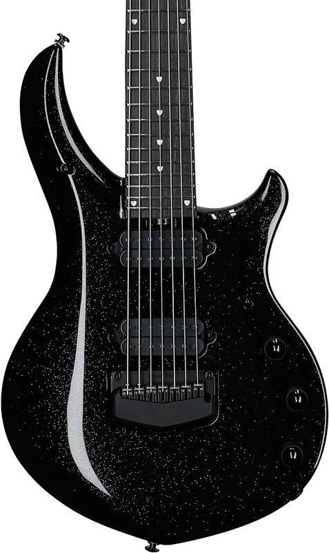 Ernie Ball Music Man Majesty 7 Electric Guitar, 7-String (with Mono Gig Bag), Black Frosting, Serial Number M018430, Body Straight Front