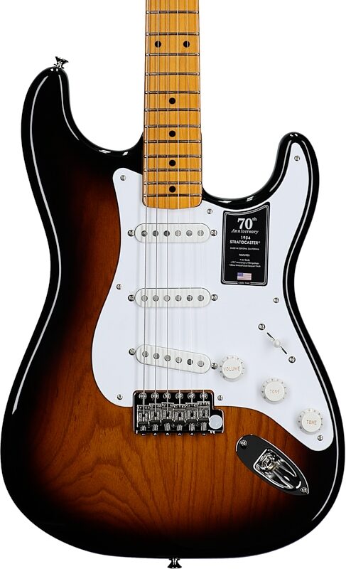 Fender 70th Anniversary American Vintage II 1954 Stratocaster Electric Guitar (with Case), 2-Color Sunburst, Serial Number V703696, Body Straight Front