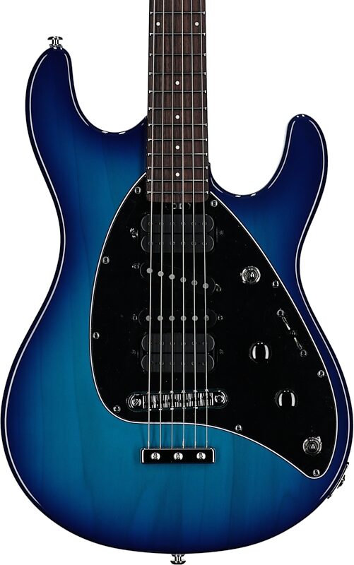 Ernie Ball Music Man Steve Morse Signature Electric Guitar (with Soft Case), Blue Burst, with Mono Bag, Serial Number H05924, Body Straight Front