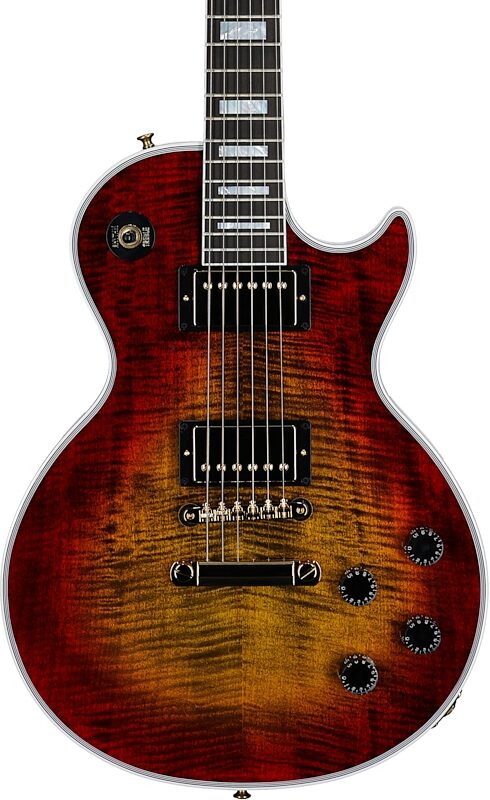 Gibson Custom Les Paul Axcess Figured Top Electric Guitar (with Case), Bengal Burst, Serial Number CS402600, Body Straight Front