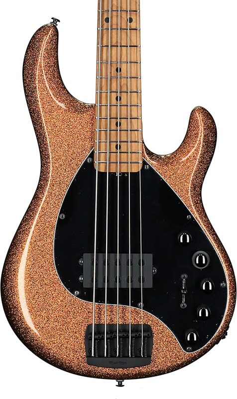 Ernie Ball Music Man DarkRay 5 Electric Bass Guitar (with Case), Gold Bar, Serial Number S11018, Body Straight Front