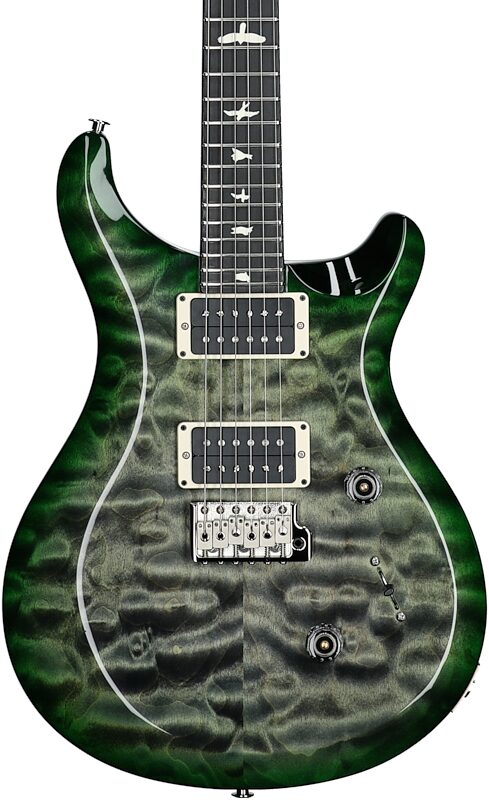 PRS Paul Reed Smith S2 Custom 24 Satin Quilt Electric Guitar, Faded Gray Black Green, Serial Number S2073452, Body Straight Front