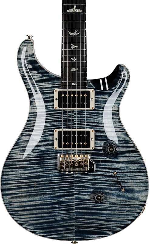 PRS Paul Reed Smith Custom 24 Pattern Thin 10-Top Electric Guitar (with Case), Faded Whale Blue, Serial Number 0390145, Body Straight Front