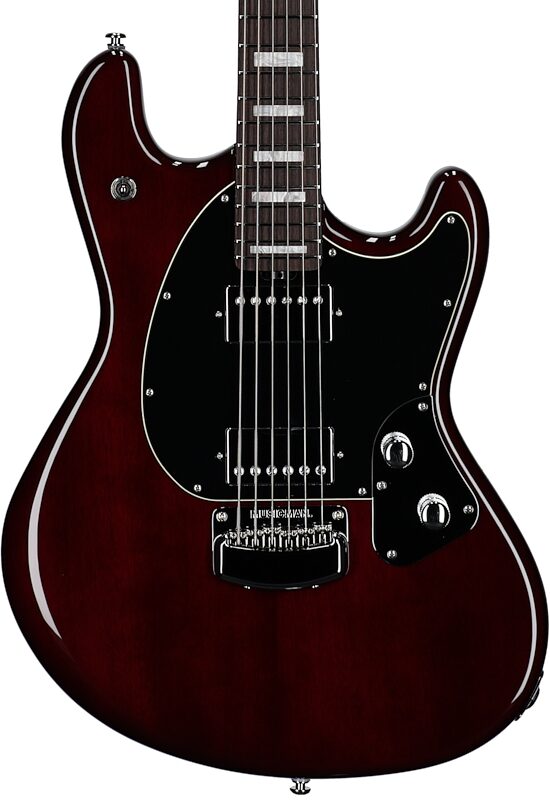 Ernie Ball Music Man BFR StingRay Baritone Electric Guitar (with MONO Case), Transparent Oxblood, Serial Number D00984, Body Straight Front