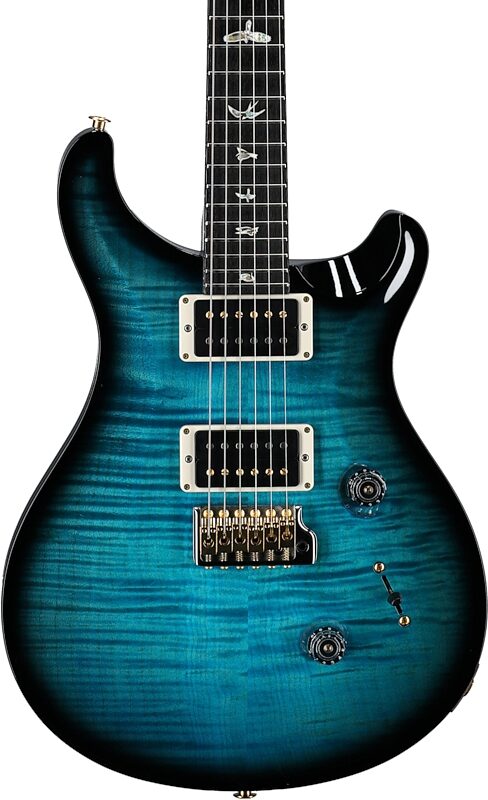 PRS Paul Reed Smith Custom 24 Pattern Thin 10-Top Electric Guitar (with Case), Carroll Blue Wraparound Smoke, Serial Number 0391362, Body Straight Front
