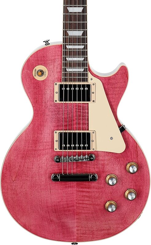 Gibson Les Paul Standard 60s Custom Color Electric Guitar, Figured Top (with Case), Transparent Fuchsia, Serial Number 221930412, Body Straight Front
