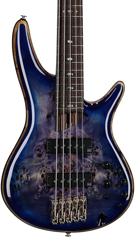 Ibanez SR2605 Premium Electric Bass, 5-String (with Gig Bag), Cerulean Blue Burst, Serial Number 241014105, Body Straight Front