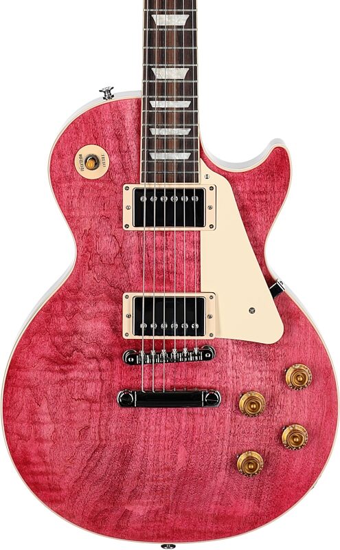 Gibson Les Paul Standard 50s Custom Color Electric Guitar, Figured Top (with Case), Transparent Fuchsia, Serial Number 227030200, Body Straight Front