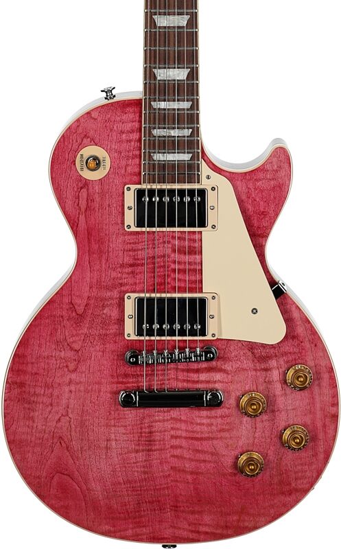 Gibson Les Paul Standard 50s Custom Color Electric Guitar, Figured Top (with Case), Transparent Fuchsia, Serial Number 227630331, Body Straight Front