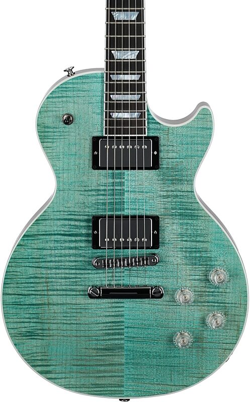 Gibson Les Paul Modern Figured AAA Electric Guitar (with Case), Seafoam Green, Serial Number 225440154, Body Straight Front