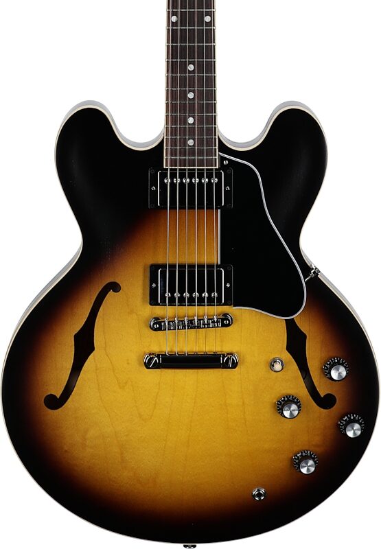Gibson ES-335 Dot Satin Electric Guitar (with Case), Vintage Burst, Serial Number 202350358, Body Straight Front