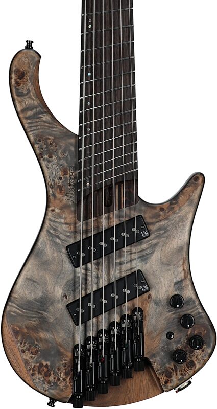 Ibanez EHB1506MS Bass Guitar, 6-String (with Gig Bag), Flat Black Ice, Serial Number 211P02I230711437, Body Straight Front