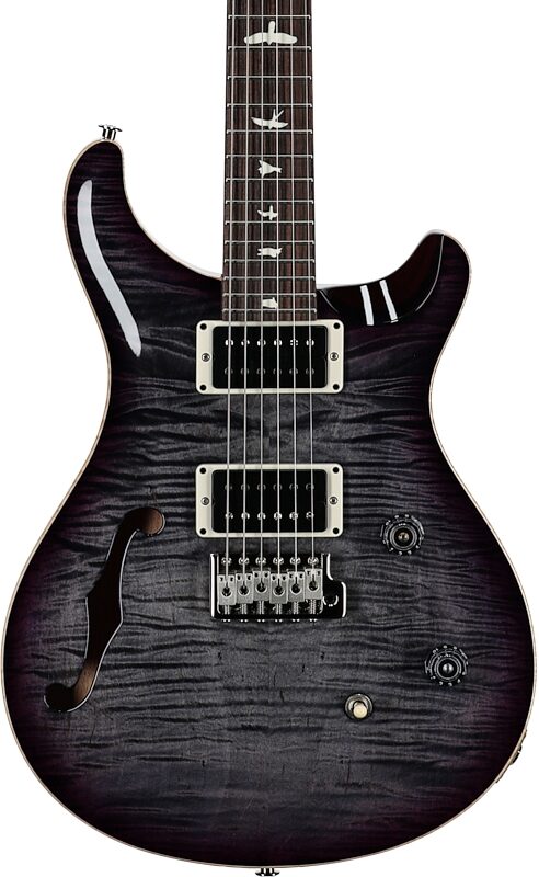 PRS Paul Reed Smith CE 24 Semi-Hollowbody Electric Guitar (with Gig Bag), Faded Gray Black Purple Burst, Serial Number 0402491, Body Straight Front