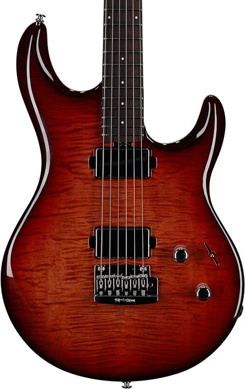 Ernie Ball Music Man Maple Top Luke 4 HH Electric Guitar (with Gig Bag), Afterburn, Serial Number H08890, Body Straight Front