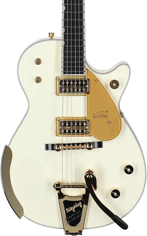 Gretsch G6134T58 Vintage Select 58 Electric Guitar (with Case), Penguin White, Serial Number JT25010143, Body Straight Front