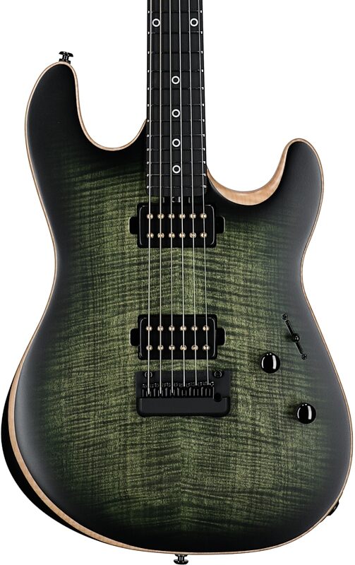 Ernie Ball Music Man Rabea Massaad Sabre Electric Guitar (with Case), Emerald Hill Burst, Serial Number S11996, Body Straight Front