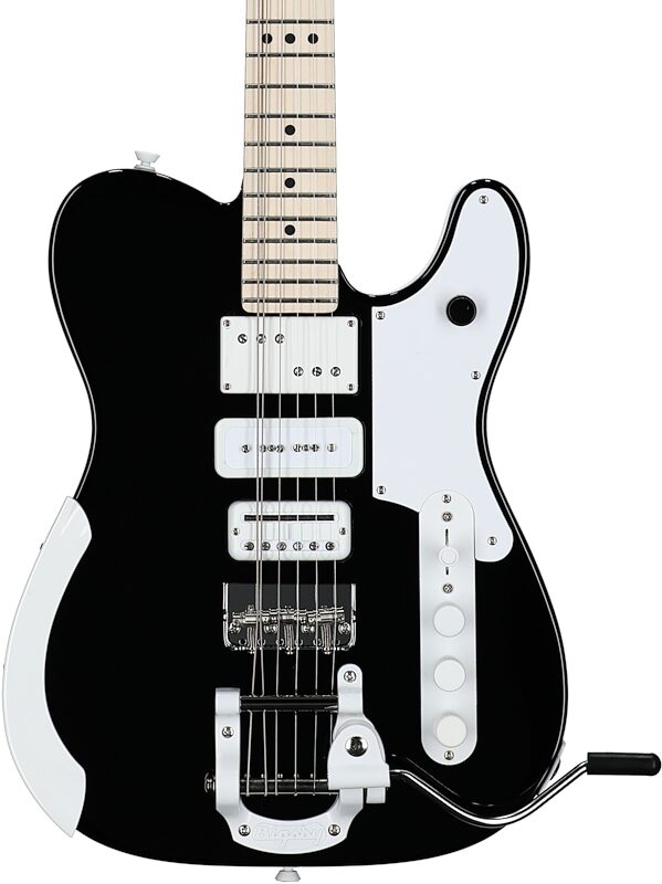 Fender Limited Edition Jack White Triplecaster Telecaster Electric Guitar, Maple Fingerboard (with Case), Black, Serial Number JW240978, Body Straight Front