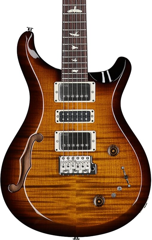 PRS Paul Reed Smith S2 Special Semi-Hollow Electric Guitar (with Gig Bag), Black Amber, Serial Number S2080043, Body Straight Front