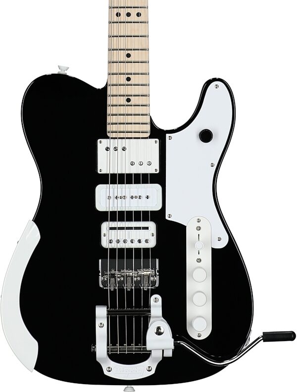 Fender Limited Edition Jack White Triplecaster Telecaster Electric Guitar, Maple Fingerboard (with Case), Black, Serial Number JW241063, Body Straight Front