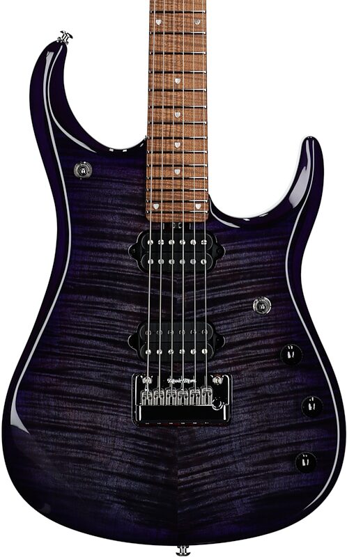Ernie Ball Music Man John Petrucci JP15 Electric Guitar (with Gig Bag), Purple Nebula Flame, Serial Number H08351, Body Straight Front