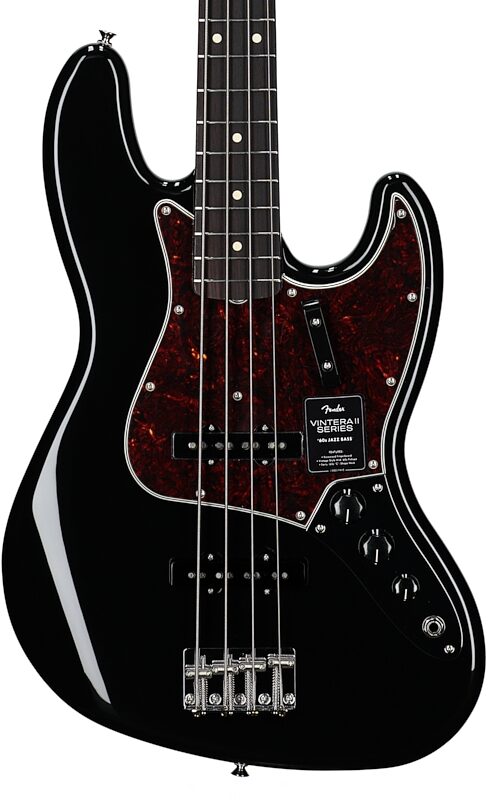 Fender Vintera II '60s Jazz Electric Bass, Rosewood Fingerboard (with Gig Bag), Black, Body Straight Front