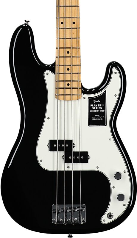 Fender Player II Precision Electric Bass, with Maple Fingerboard, Black, Body Straight Front