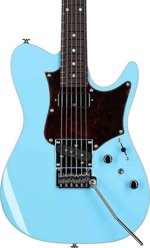 Ibanez TQMS1 Tom Quayle Electric Guitar (with Case), Celeste Blue, Body Straight Front