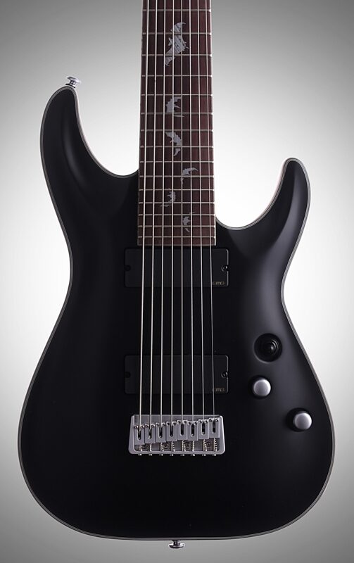 Schecter Damien Platinum 8 Electric Guitar, 8-String, Satin Black, Body Straight Front