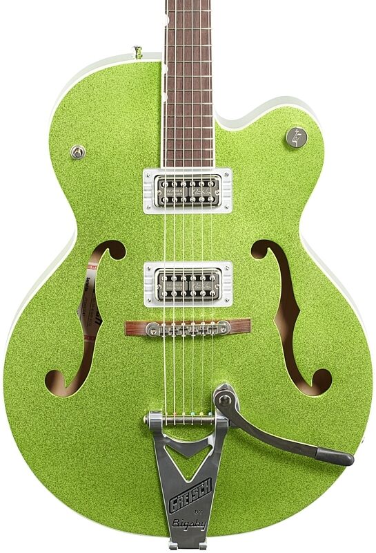 Gretsch G6120T-HR Brian Setzer Signature Hot Rod Hollow Body with Bigsby (with Case), Extreme Coolant Green, Body Straight Front