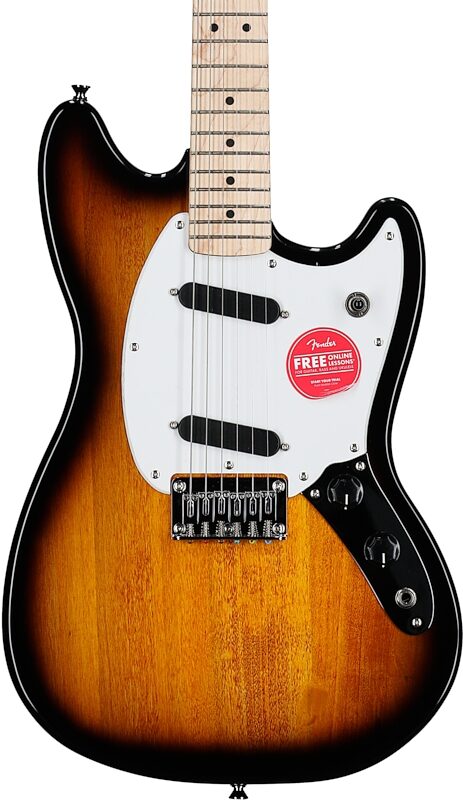 Squier Sonic Mustang Maple Neck Electric Guitar, Two Color Sunburst, Body Straight Front