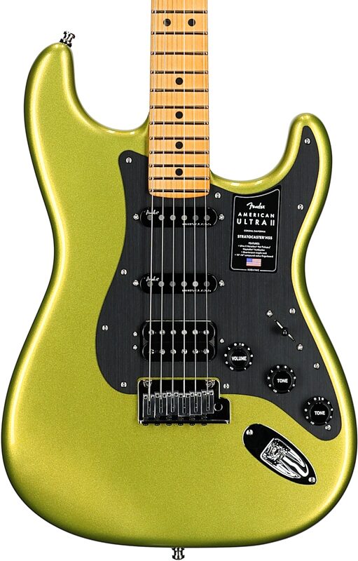 Fender American Ultra II Stratocaster HSS Electric Guitar, Maple Fingerboard (with Case), Solar Flare, Body Straight Front