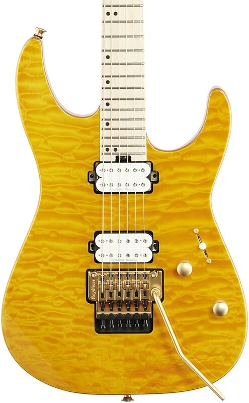 Charvel Pro-Mod DK24 HH FR M Electric Guitar, Quilt-Top Dark Amber, Body Straight Front