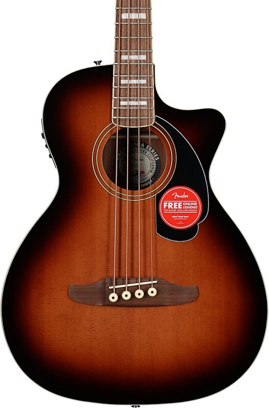 Fender Kingman Acoustic-Electric Bass Guitar (with Gig Bag), Shaded Edge Burst, Body Straight Front