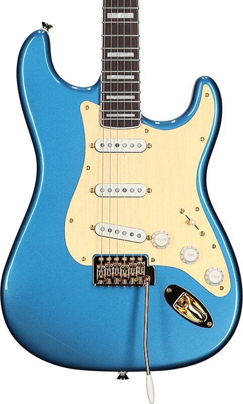 Squier 40th Anniversary Stratocaster Gold Edition Electric Guitar, with Laurel Fingerboard, Lake Placid Blue, Body Straight Front