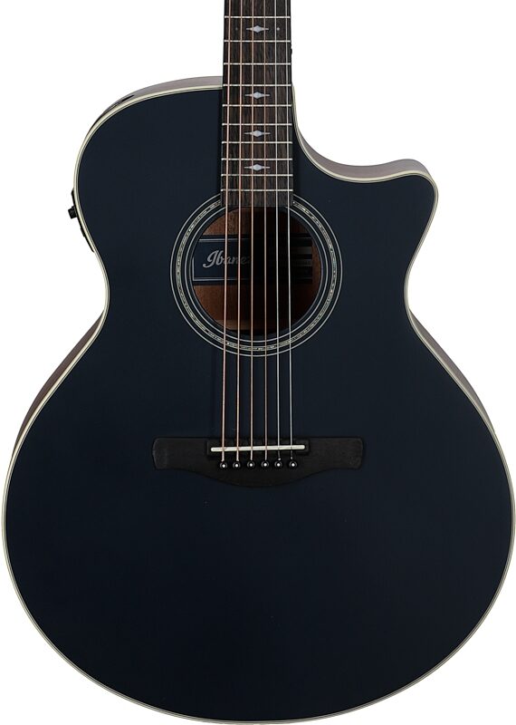 Ibanez AE100 Acoustic-Electric Guitar, Dark Tide Blue Flat, Body Straight Front