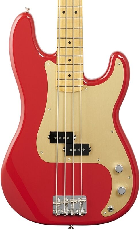 Fender Vintera '50s Precision Electric Bass, Maple Fingerboard (with Gig Bag), Dakota Red, Body Straight Front
