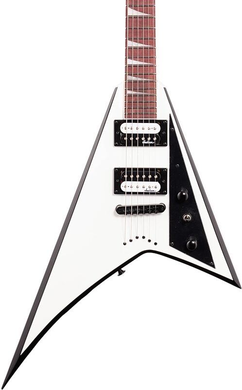 Jackson JS Series Rhoads JS32T Electric Guitar, Amaranth Fingerboard, White with Black Bevels, Body Straight Front