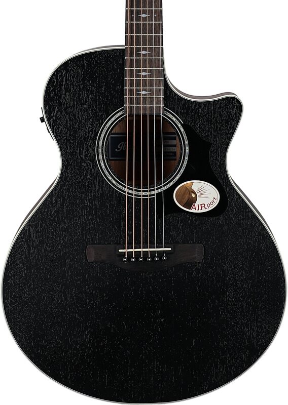 Ibanez AE140 Acoustic-Electric Guitar, Weathered Black Open Pore, Body Straight Front