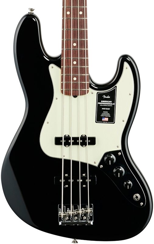 Fender American Professional II Jazz Bass, Rosewood Fingerboard (with Case), Black, Body Straight Front