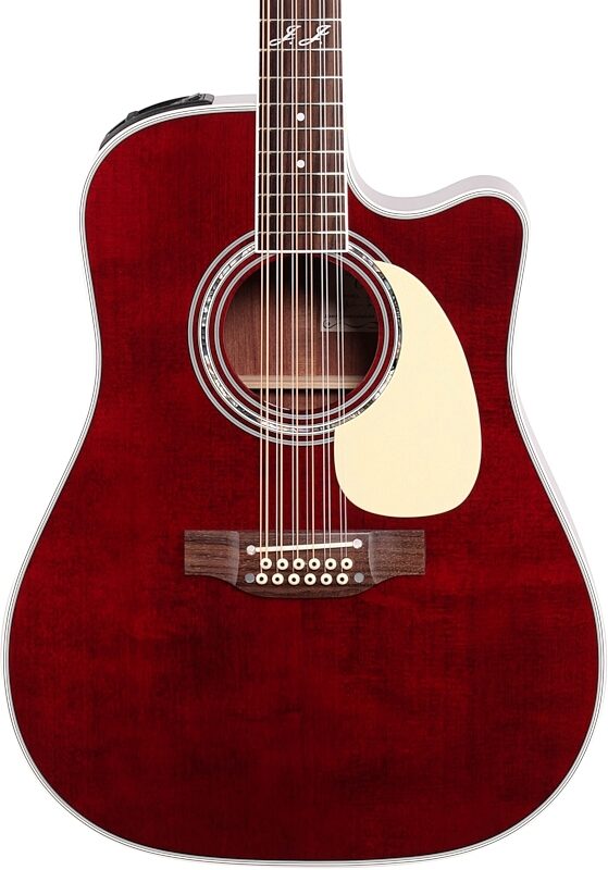 Takamine John Jorgenson Acoustic-Electric Guitar, 12-String (with Case), Red, Body Straight Front